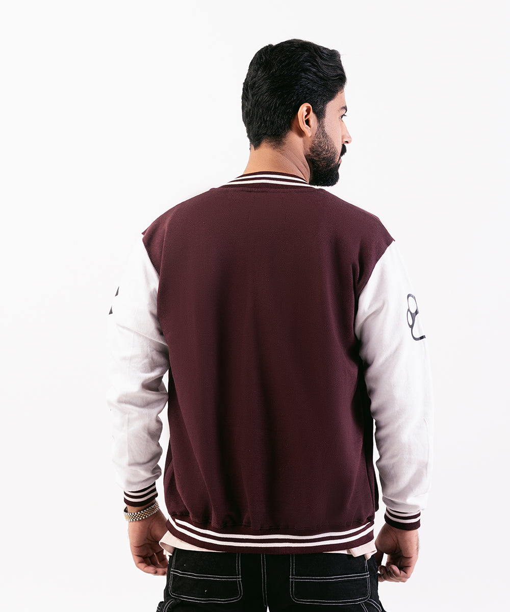 Baseball-Inspired Jacket Red & White For Men