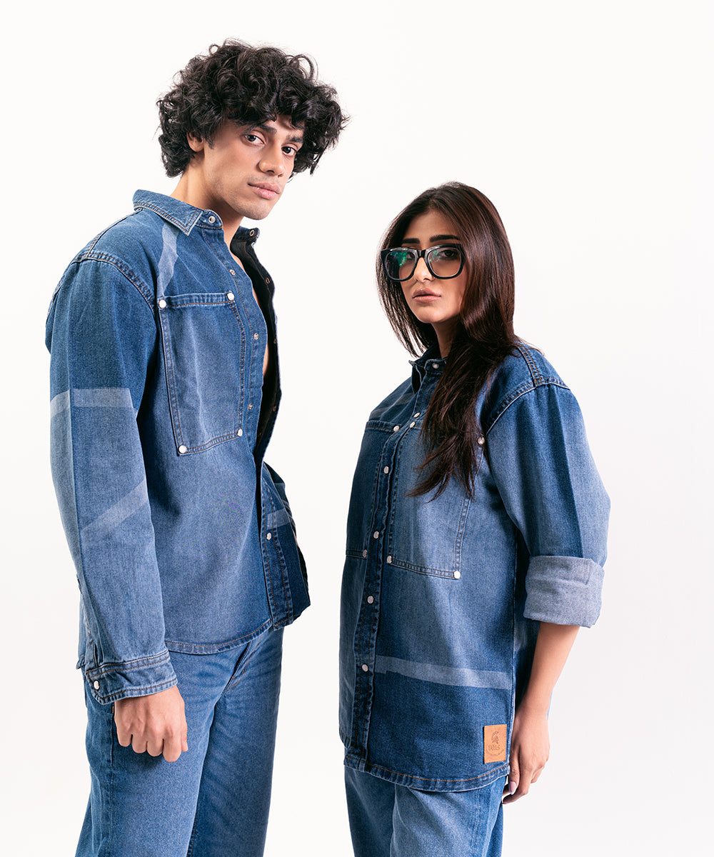 Denim Button Down Shirt For Women