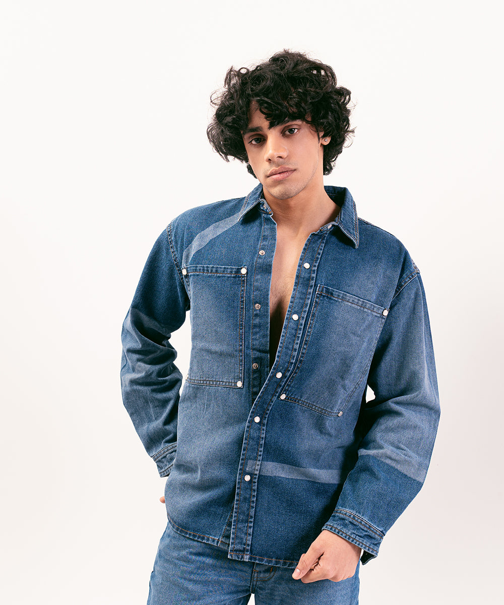 Denim Button Down Shirt For Men