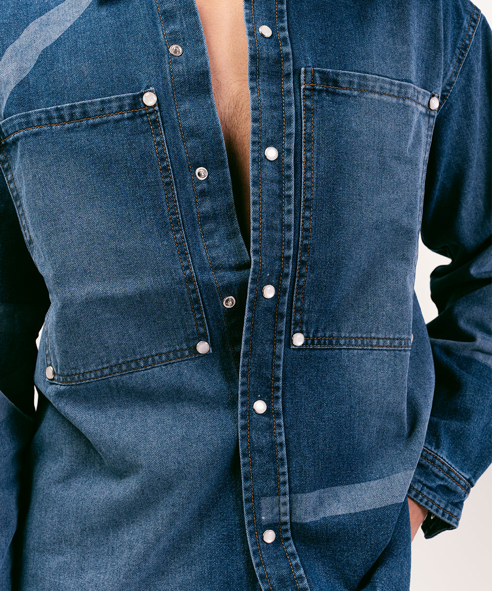 Denim Button Down Shirt For Men