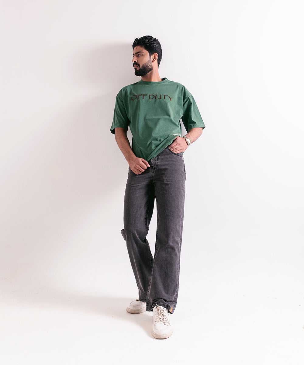 Wide-Leg Black Jeans For Men