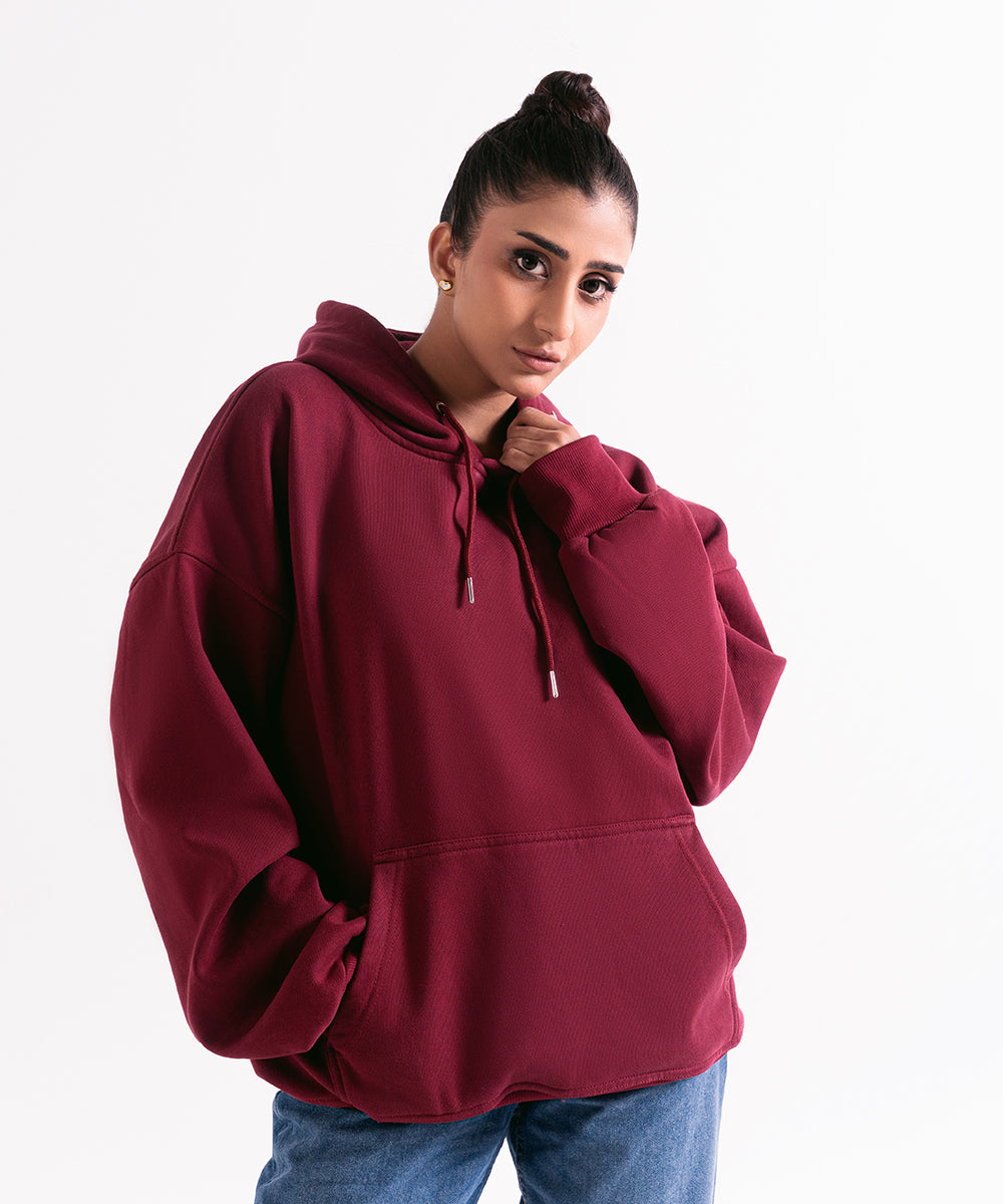 Oversized Maroon Hoodie For Women
