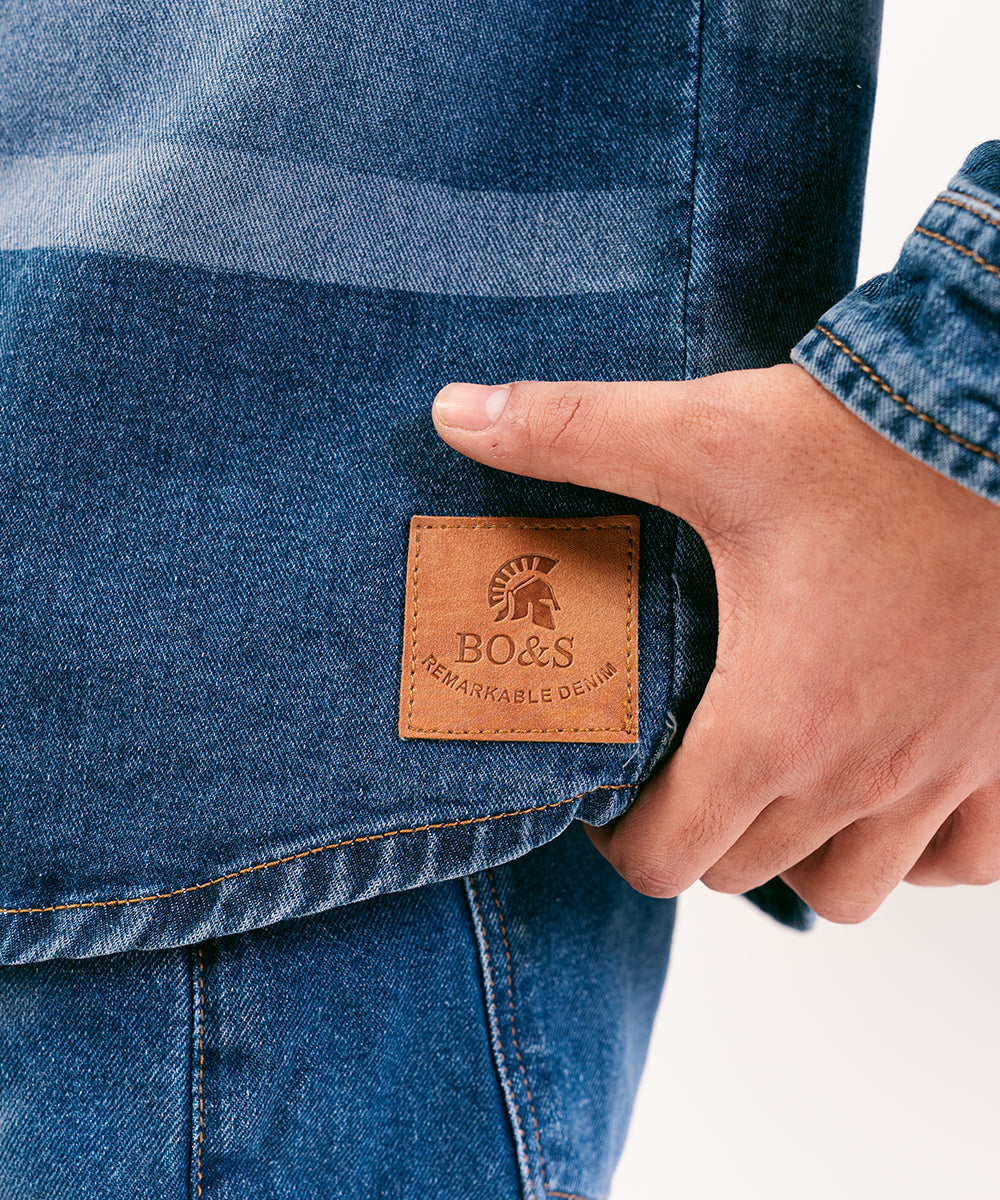 Denim Button Down Shirt For Men
