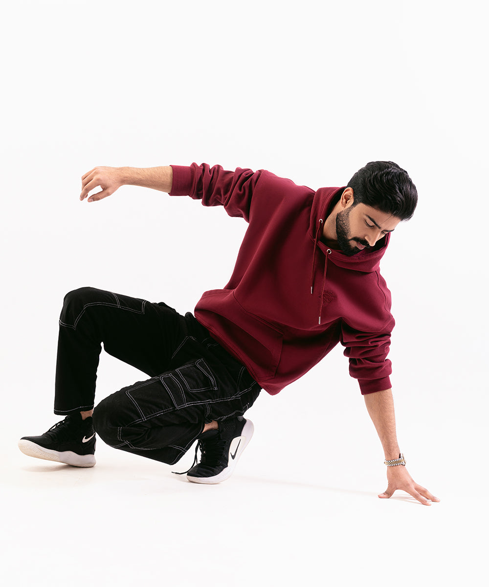 Oversized Maroon Hoodie For Men