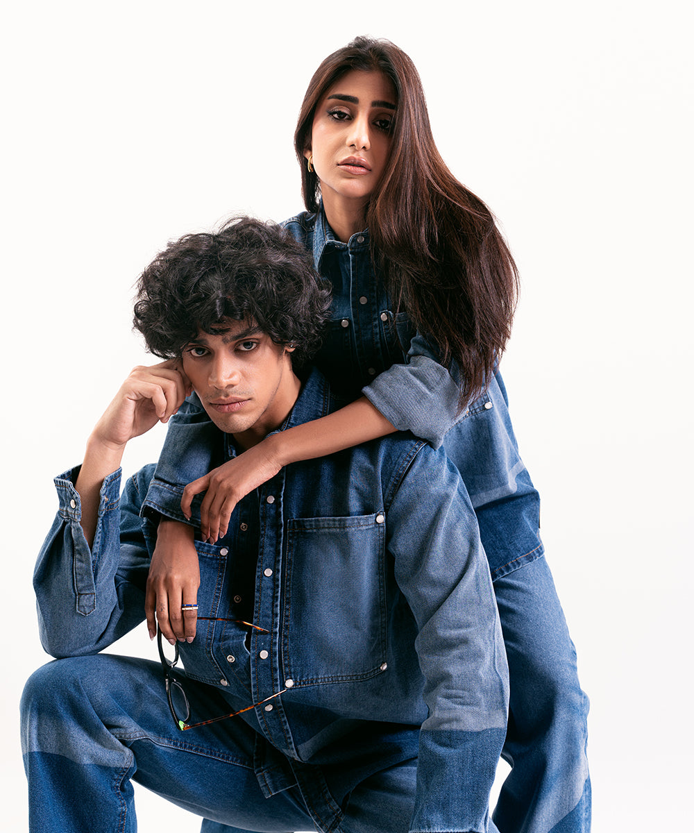 Denim Button Down Shirt For Men