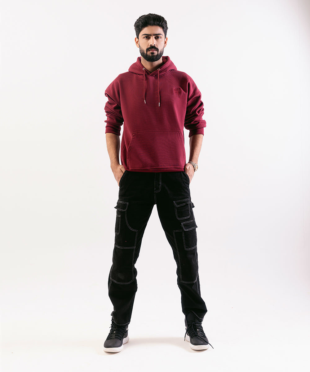 Oversized Maroon Hoodie For Men