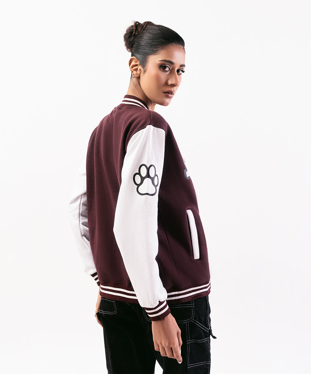 Baseball-Inspired Jacket Red & White For Women