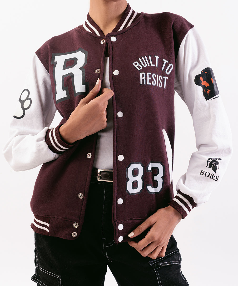 Baseball-Inspired Jacket Red & White For Women