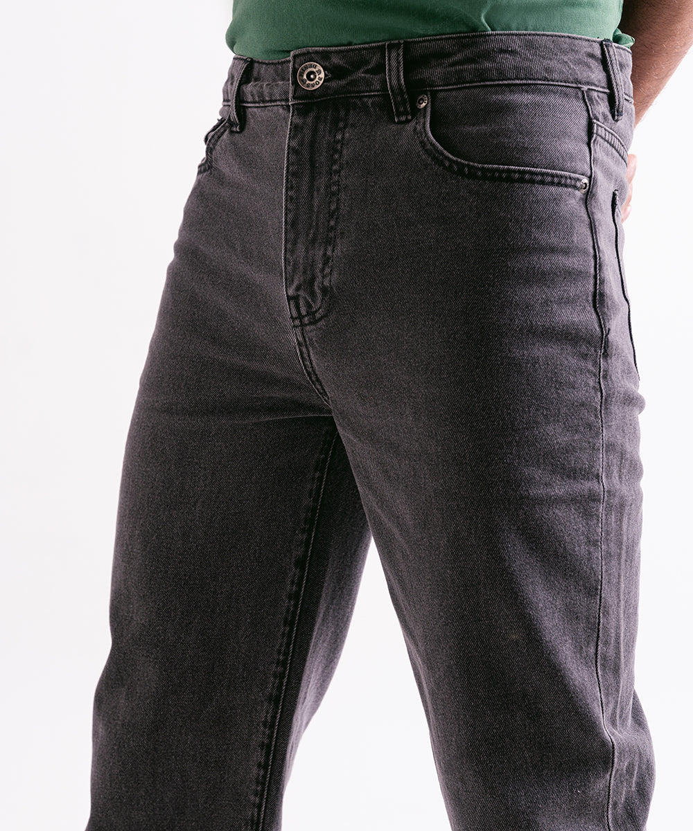 Wide-Leg Black Jeans For Men