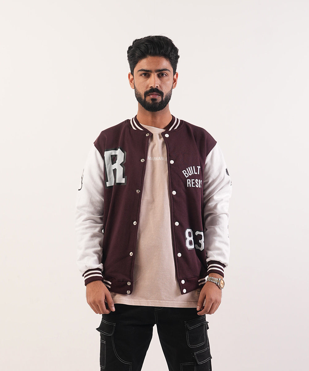 Baseball-Inspired Jacket Red & White For Men
